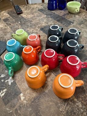 Vintage Fiestaware Coffee Mugs Set of 13- Mixed Colors-Collectible Kitchen Ware
